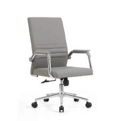 Fixed armrest low back pu swivel chair