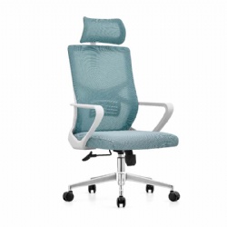 White frame mesh back swivel office chair